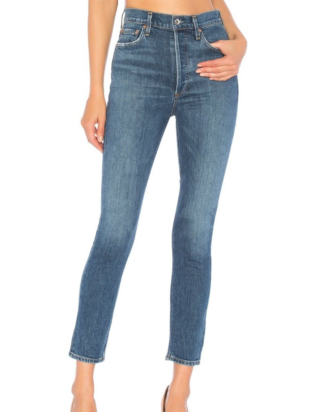 AGOLDE Nico Super High Rise Skinny Medium Blue Denim Jeans - Sz 24